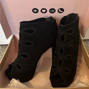 Black high heels fall winter open toe